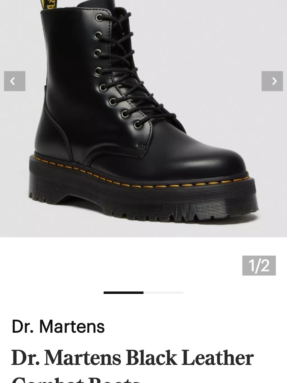 NWT Size 6 Dr. Martens Jadon Black Leather Platform Combat Boots
